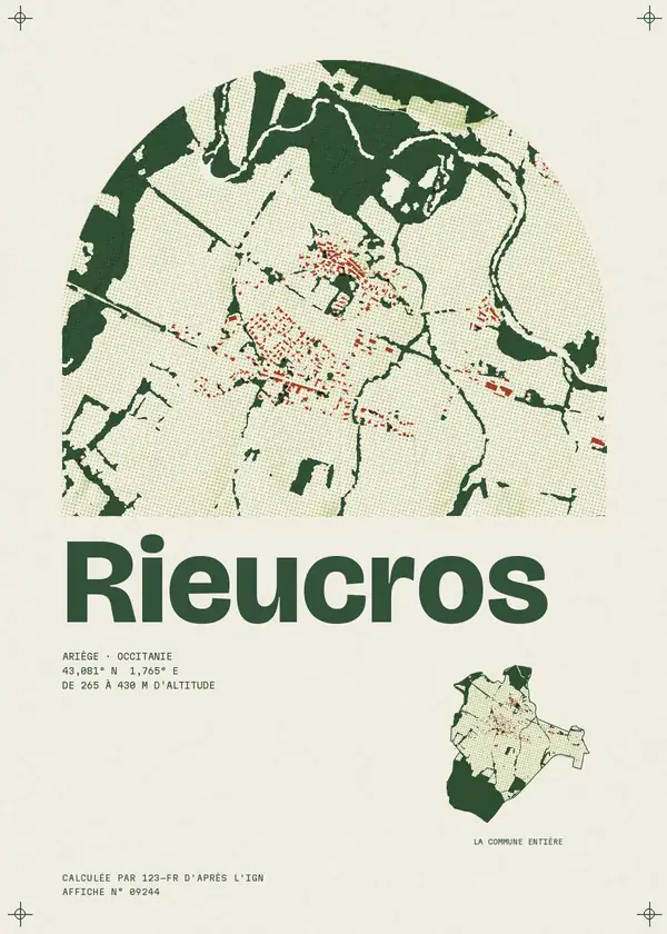 Affiche de Rieucros, calculée par 123-fr d'après l'IGN