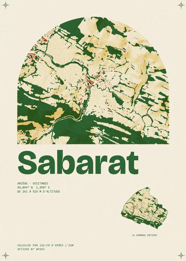 Affiche de Sabarat, calculée par 123-fr d'après l'IGN