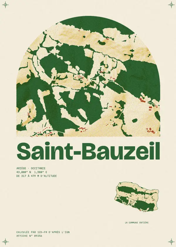 Affiche de Saint-Bauzeil, calculée par 123-fr d'après l'IGN