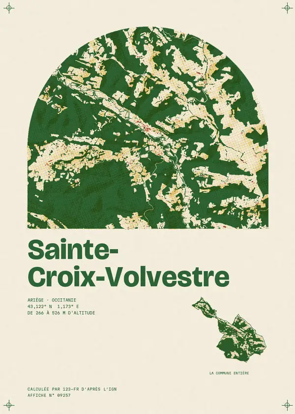 Affiche de Sainte-Croix-Volvestre, calculée par 123-fr d'après l'IGN