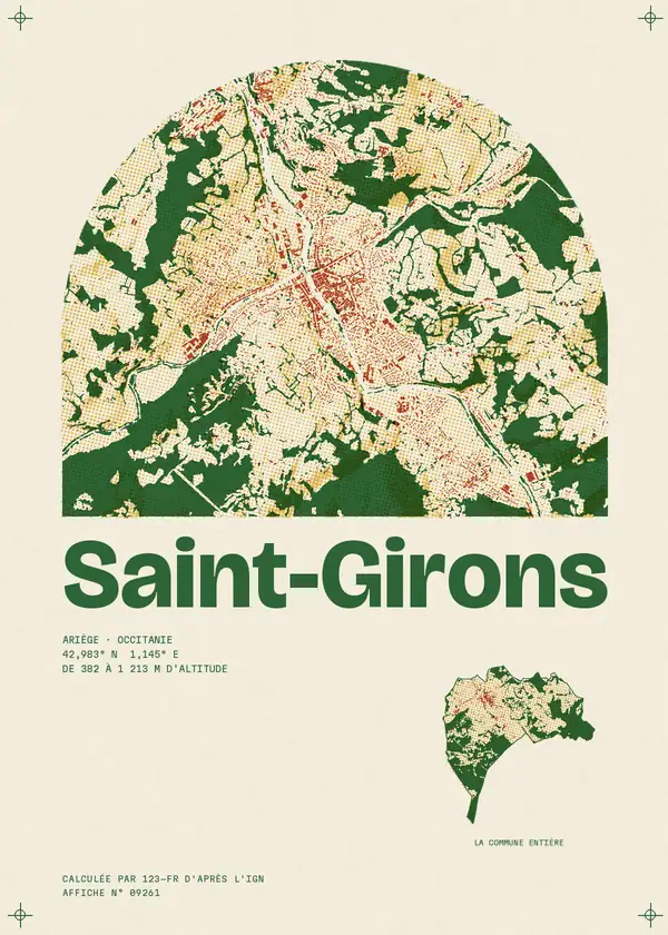 Affiche de Saint-Girons, calculée par 123-fr d'après l'IGN