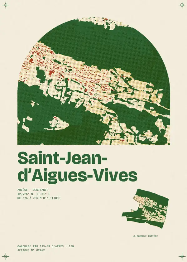 Affiche de Saint-Jean-d'Aigues-Vives, calculée par 123-fr d'après l'IGN