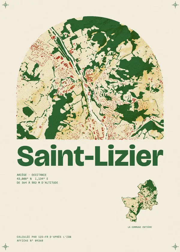 Affiche de Saint-Lizier, calculée par 123-fr d'après l'IGN