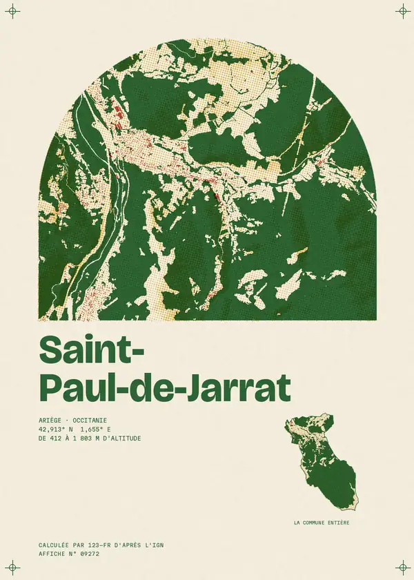 Affiche de Saint-Paul-de-Jarrat, calculée par 123-fr d'après l'IGN