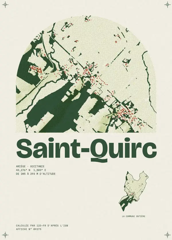 Affiche de Saint-Quirc, calculée par 123-fr d'après l'IGN