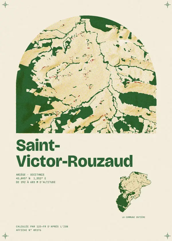 Affiche de Saint-Victor-Rouzaud, calculée par 123-fr d'après l'IGN