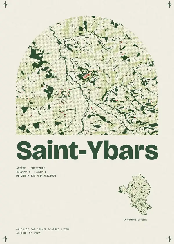 Affiche de Saint-Ybars, calculée par 123-fr d'après l'IGN