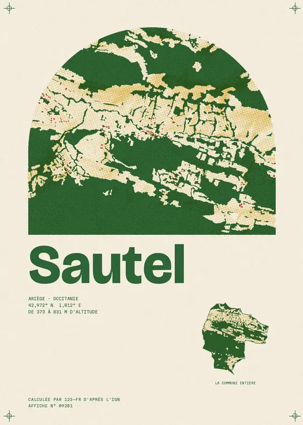 Affiche de Sautel, calculée par 123-fr d'après l'IGN