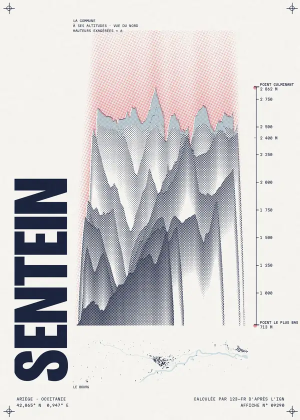 Affiche de Sentein, calculée par 123-fr d'après l'IGN