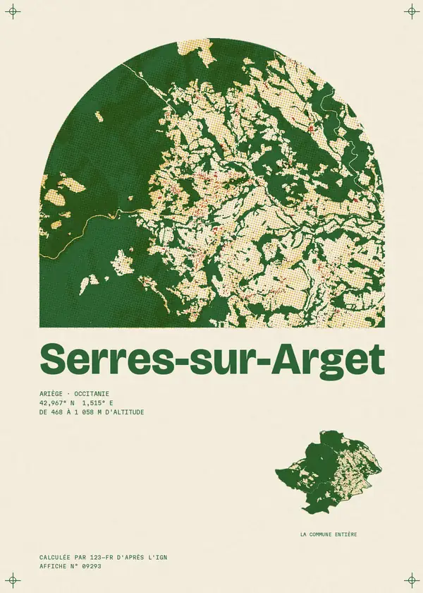 Affiche de Serres-sur-Arget, calculée par 123-fr d'après l'IGN