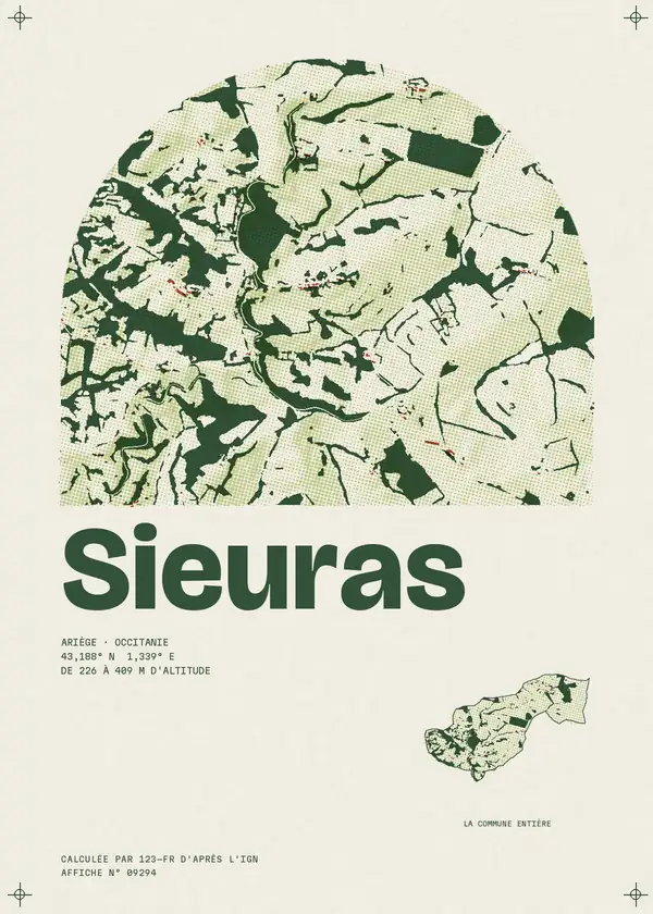 Affiche de Sieuras, calculée par 123-fr d'après l'IGN