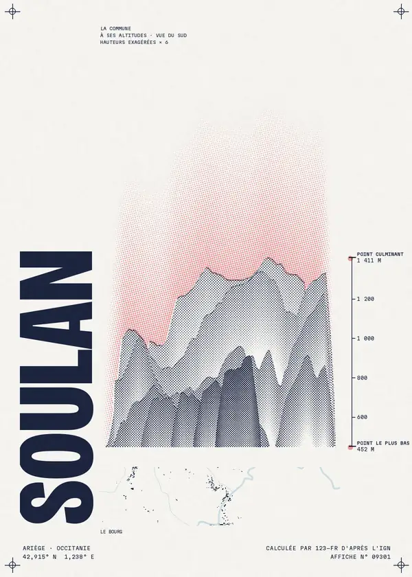 Affiche de Soulan, calculée par 123-fr d'après l'IGN