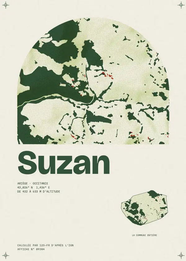 Affiche de Suzan, calculée par 123-fr d'après l'IGN