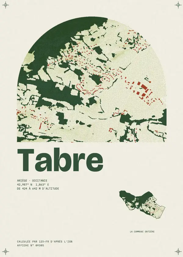 Affiche de Tabre, calculée par 123-fr d'après l'IGN