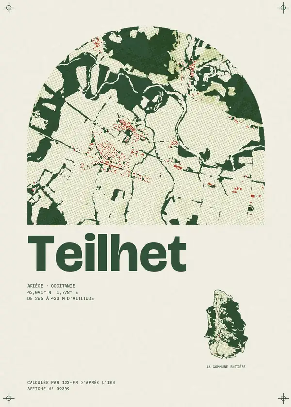 Affiche de Teilhet, calculée par 123-fr d'après l'IGN