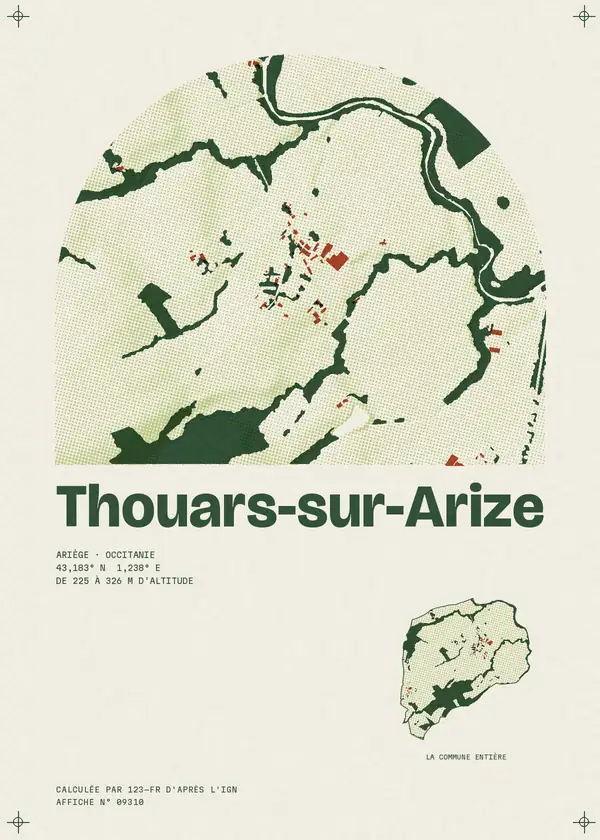 Affiche de Thouars-sur-Arize, calculée par 123-fr d'après l'IGN
