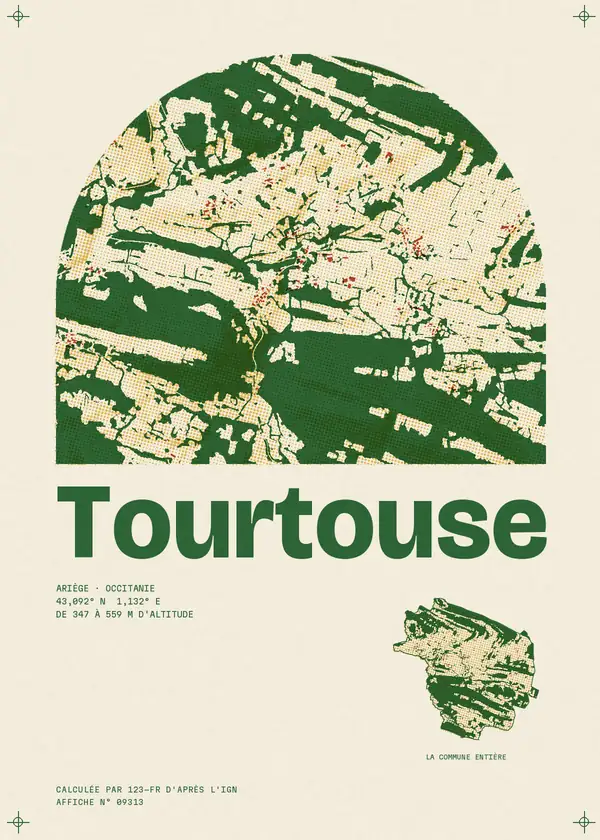 Affiche de Tourtouse, calculée par 123-fr d'après l'IGN