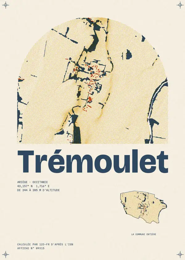 Affiche de Trémoulet, calculée par 123-fr d'après l'IGN