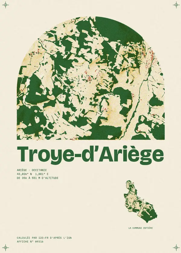 Affiche de Troye-d'Ariège, calculée par 123-fr d'après l'IGN