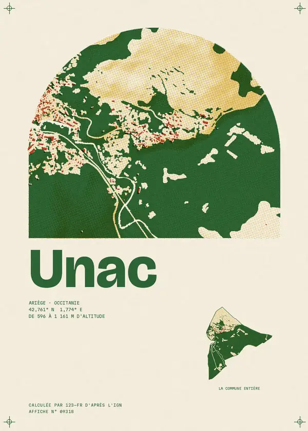 Affiche de Unac, calculée par 123-fr d'après l'IGN