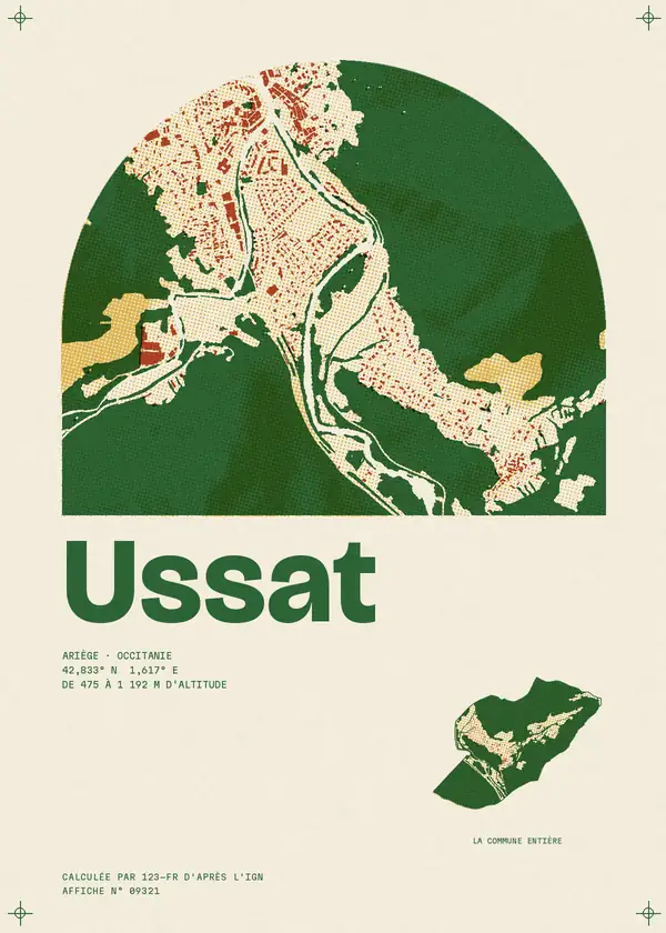 Affiche de Ussat, calculée par 123-fr d'après l'IGN