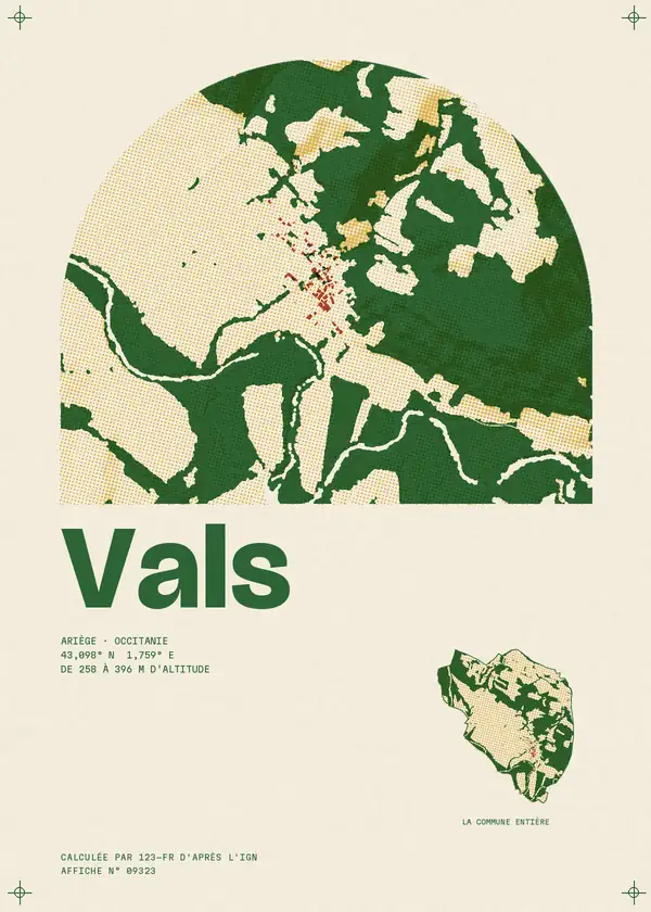 Affiche de Vals, calculée par 123-fr d'après l'IGN