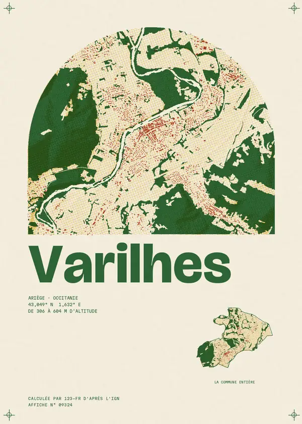 Affiche de Varilhes, calculée par 123-fr d'après l'IGN
