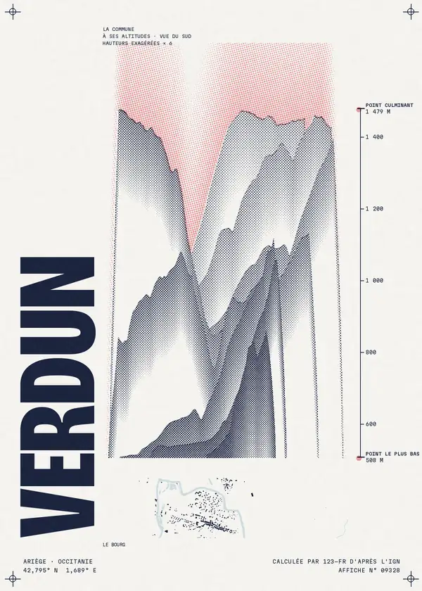 Affiche de Verdun, calculée par 123-fr d'après l'IGN