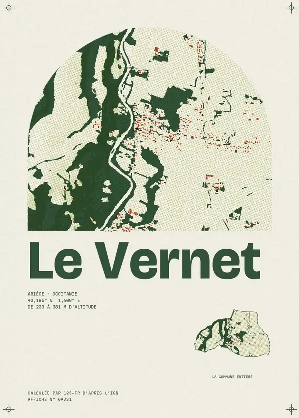Affiche de Le Vernet, calculée par 123-fr d'après l'IGN