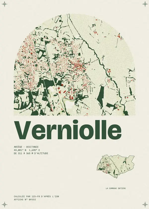 Affiche de Verniolle, calculée par 123-fr d'après l'IGN