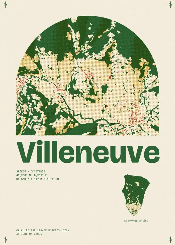Affiche de Villeneuve, calculée par 123-fr d'après l'IGN