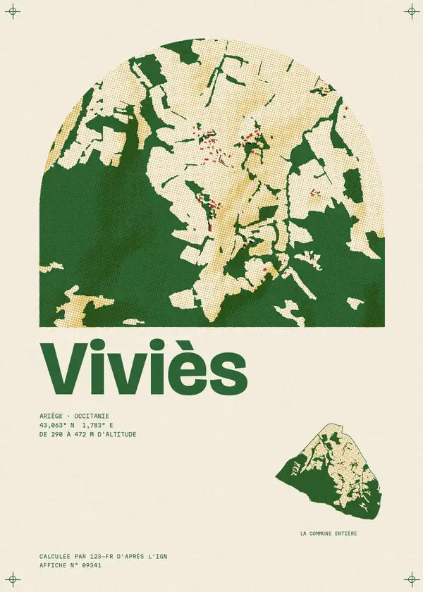 Affiche de Viviès, calculée par 123-fr d'après l'IGN
