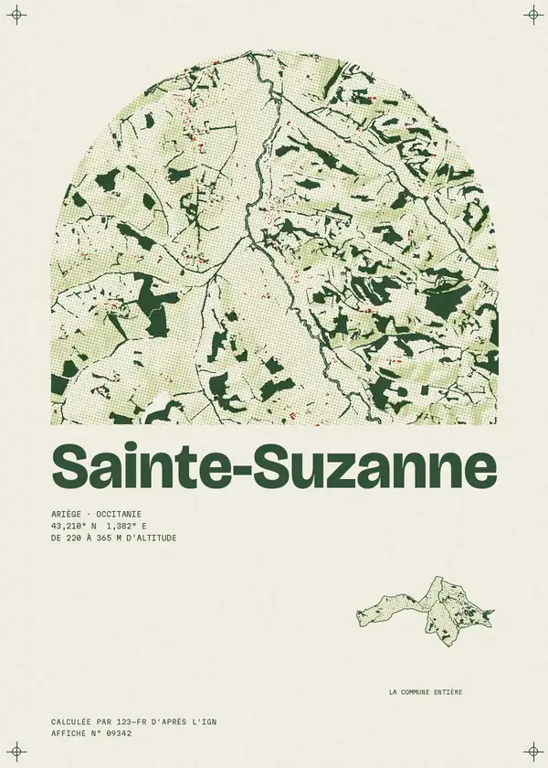 Affiche de Sainte-Suzanne, calculée par 123-fr d'après l'IGN