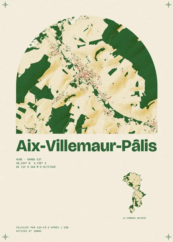 Affiche de Aix-Villemaur-Pâlis, calculée par 123-fr d'après l'IGN