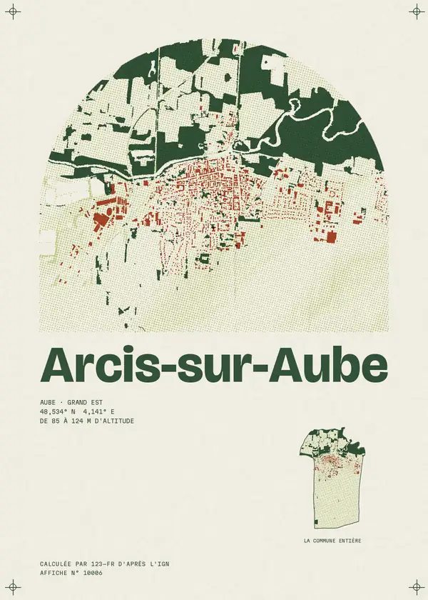 Affiche de Arcis-sur-Aube, calculée par 123-fr d'après l'IGN