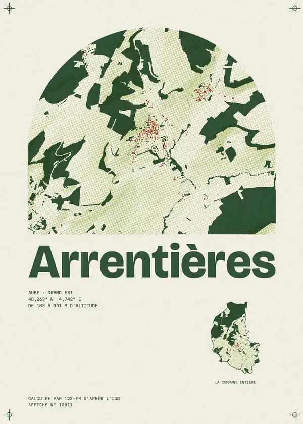 Affiche de Arrentières, calculée par 123-fr d'après l'IGN