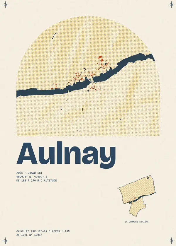 Affiche de Aulnay, calculée par 123-fr d'après l'IGN
