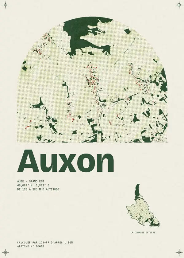 Affiche de Auxon, calculée par 123-fr d'après l'IGN