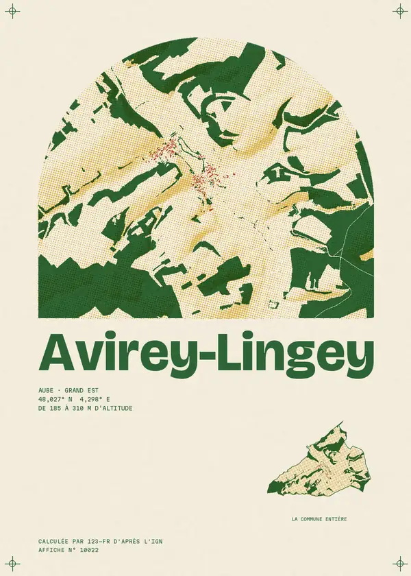 Affiche de Avirey-Lingey, calculée par 123-fr d'après l'IGN