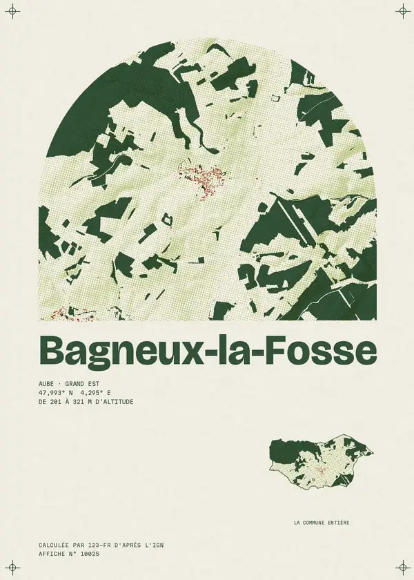 Affiche de Bagneux-la-Fosse, calculée par 123-fr d'après l'IGN