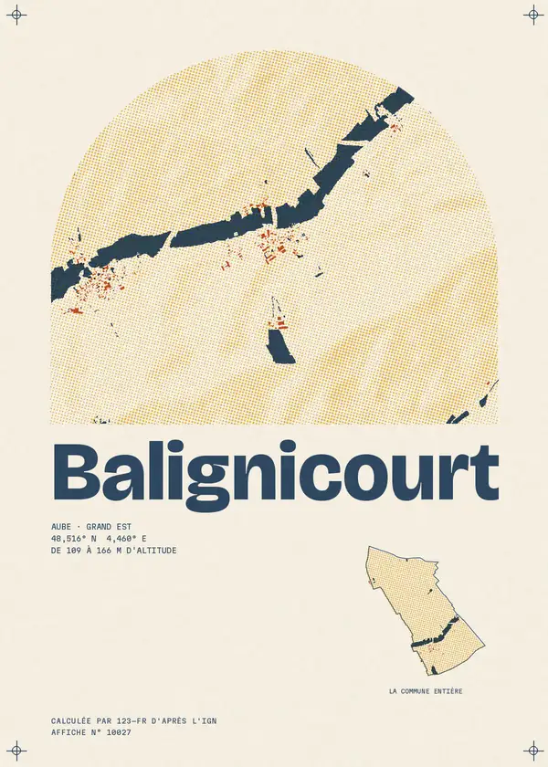 Affiche de Balignicourt, calculée par 123-fr d'après l'IGN