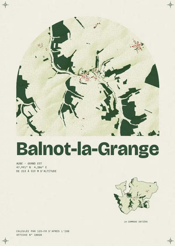 Affiche de Balnot-la-Grange, calculée par 123-fr d'après l'IGN