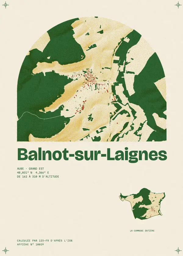 Affiche de Balnot-sur-Laignes, calculée par 123-fr d'après l'IGN