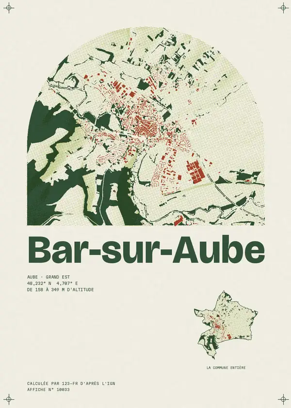Affiche de Bar-sur-Aube, calculée par 123-fr d'après l'IGN