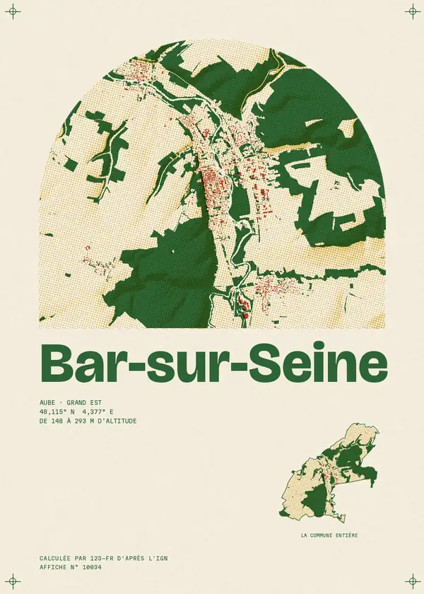 Affiche de Bar-sur-Seine, calculée par 123-fr d'après l'IGN