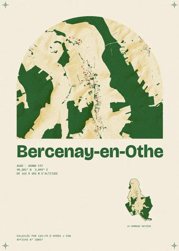 Affiche de Bercenay-en-Othe, calculée par 123-fr d'après l'IGN