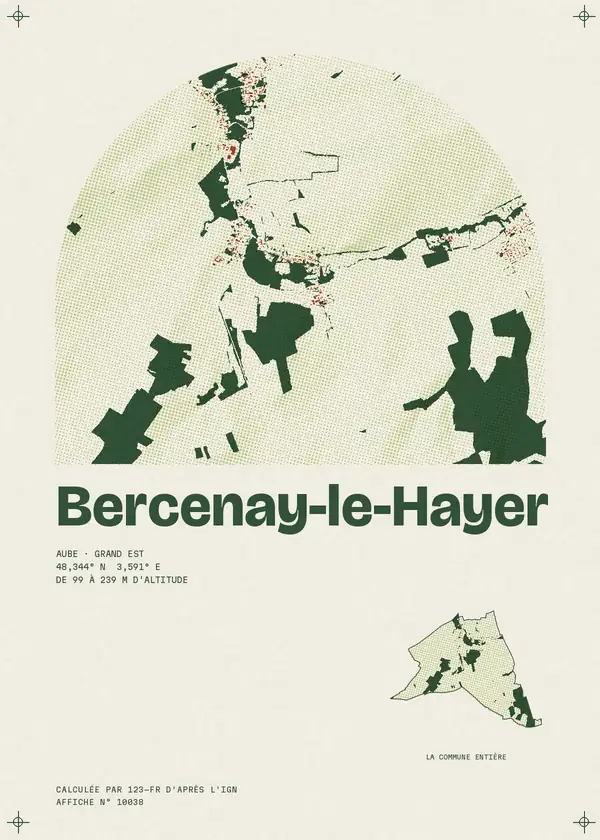 Affiche de Bercenay-le-Hayer, calculée par 123-fr d'après l'IGN