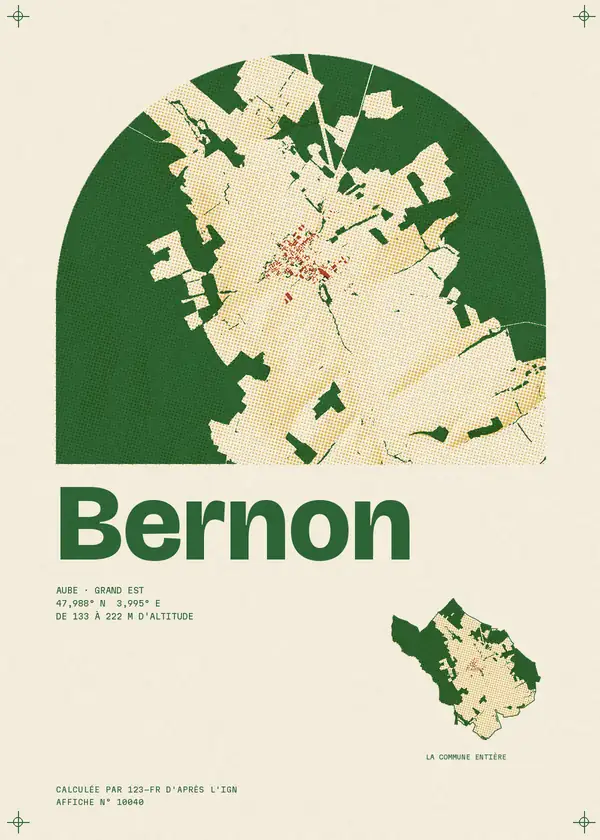 Affiche de Bernon, calculée par 123-fr d'après l'IGN