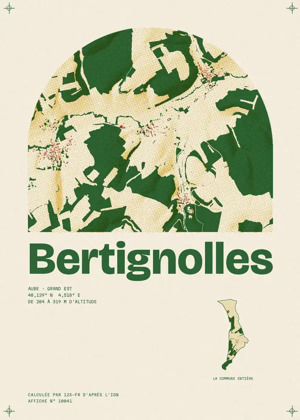 Affiche de Bertignolles, calculée par 123-fr d'après l'IGN