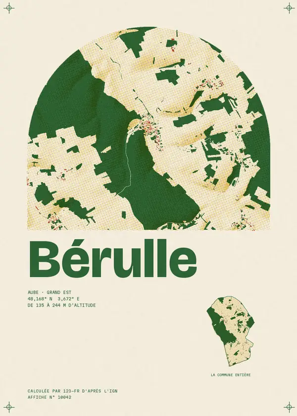 Affiche de Bérulle, calculée par 123-fr d'après l'IGN